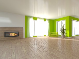 white interior design of living room