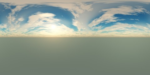HDRI High resolution map. environment map, Round panorama, spherical panorama, equidistant projection of the sun in the clouds above the earth