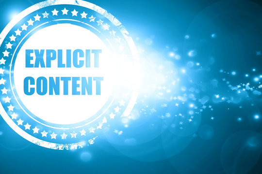 Blue stamp on a glittering background: Explicit content sign