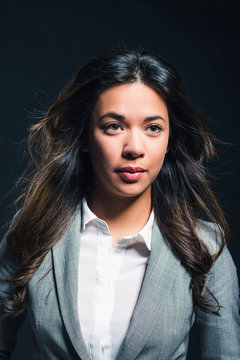 Beauty studio portrait of mixed race girl