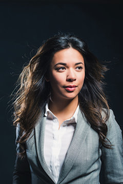 Beauty studio portrait of mixed race girl