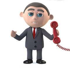 3d Businessman answers the phone