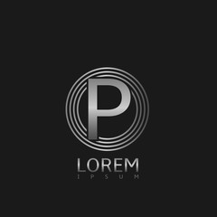 Silver P letter logo
