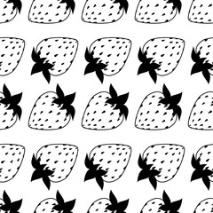 black and white strawberries