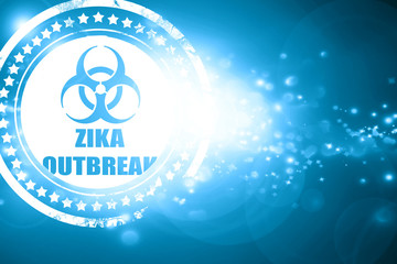 Blue stamp on a glittering background: Zika virus concept backgr