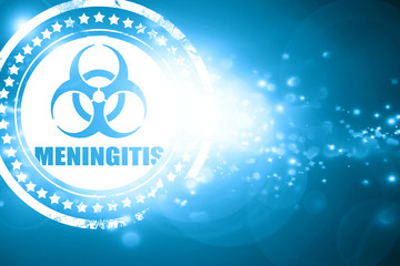 Blue stamp on a glittering background: Meningitis virus concept 