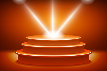 orange Illuminated stage podium for award ceremony vector illustration