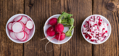 Radishes (whole, sliced and diced)