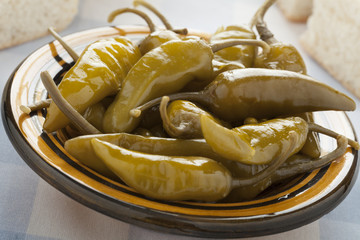 Pickled green peppers