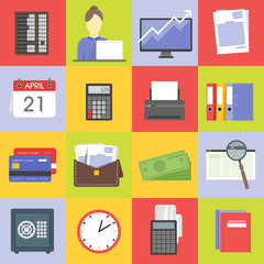 Icon set of financial service items