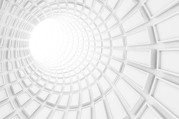 Turning white tunnel interior, 3 d illustration