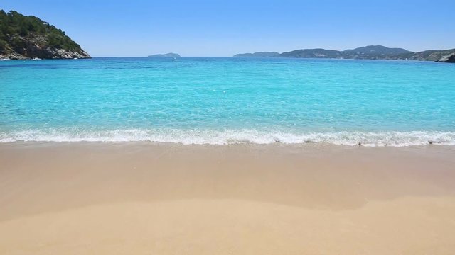 Ibiza caleta de Sant Vicent cala San vicente beach san Juan at Balearic Islands of spain