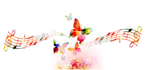 Fototapeta na wymiar Colorful background with music notes