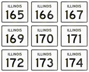 Collection of Illinois Route shields used in the United States