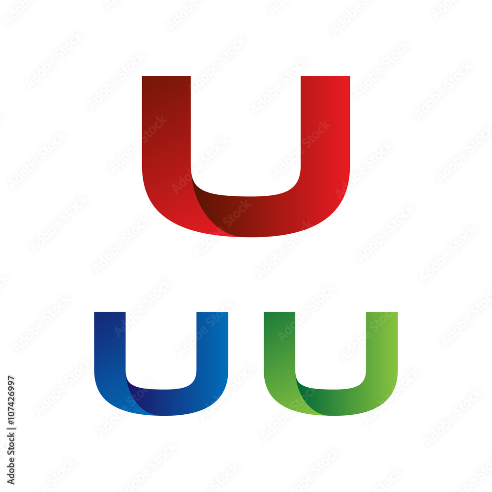 Wall mural simple red blue green modern single initial logo vector letter u