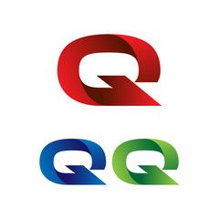 Simple Red Blue Green Modern SIngle Initial Logo Vector Letter q