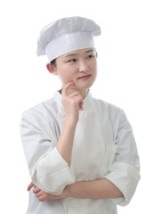 Chef woman. Baker. Isolated on white background.