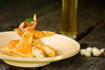 Typisch österreichische Gericht, Blattkrapfen, close-up