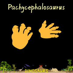 pachycephalosaurus dinosaur fossil footprint in prehistoric landscape background