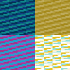 Set four seamless backgrounds. Triangular color pattern