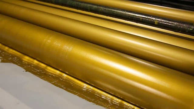 Golden ink printer rollers offset industry traditional machine