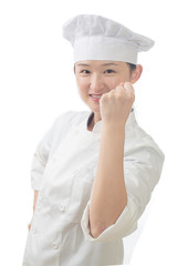 Chef woman. Baker. Isolated on white background.