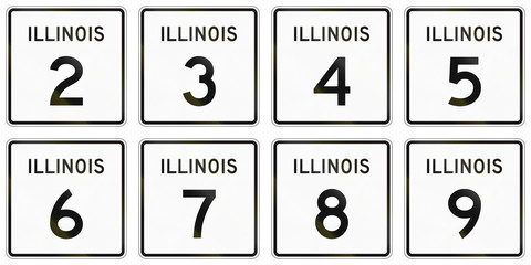 Collection of Illinois Route shields used in the United States