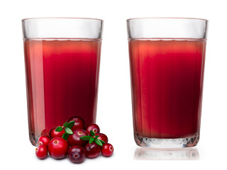 Glasses with fresh cranberry juice