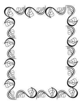 Black and white floral vector frame