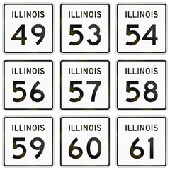 Collection of Illinois Route shields used in the United States