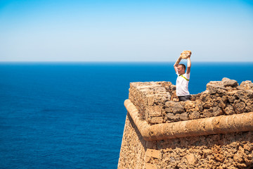 Man protects himself from the crisis