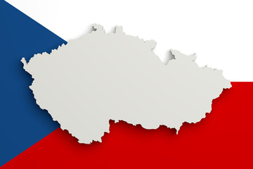 Silhouette of Czech Rep map with flag