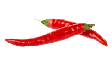 Fotobehang Red hot peppers on white background © annmirren