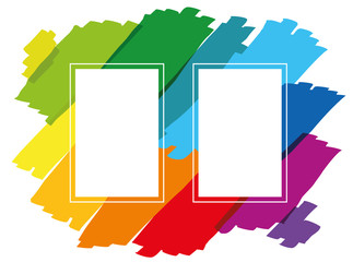 Double frame made of colorful brush strokes. Isolated vector illustration on white background.
