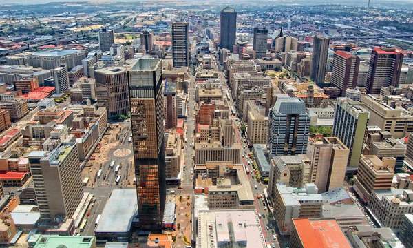 Skyscrapers of Johannesburg./ Johannesburg Central Business District has the most dense collection of skyscrapers in Africa.