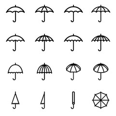 Set 1 of line icons representing umbrella © 90miles