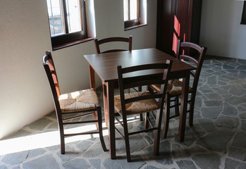 New table and chairs in restaurant