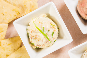 Delicious chicken egg pate with scallions.