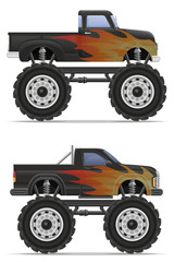 monster truck car pickup vector illustration