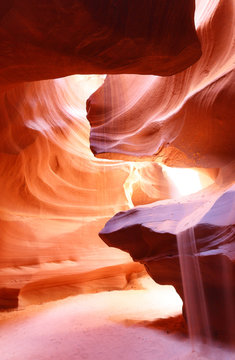 Upper Antelope Slot Canyon, Page, Arizona. The Canyon is gently carved from the Navajo sandstone over the course of countless millennia, 