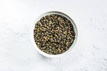 Green lentil in a bowl