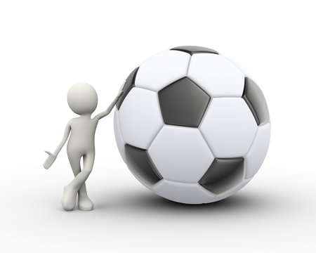 3d soccer football player with big ball