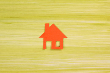 Obraz na płótnie Canvas Real Estate Concept. Paper house figure and blank business card