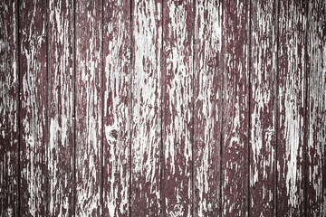 Grunge brown paint peeling of wooden desk background.
