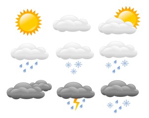 Weather forecast icon set. - obrazy, fototapety, plakaty