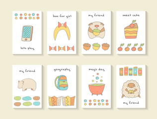 Cute hand drawn doodle baby shower cards, brochures, invitations