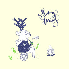 Happy spring. hand drawn illustration