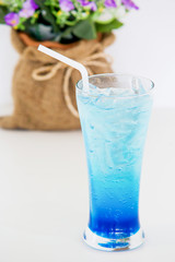 Iced Blue lime soda drink for freshening