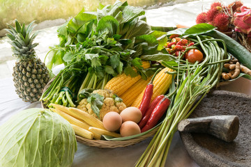 Balinese vegetables, fruits and spices