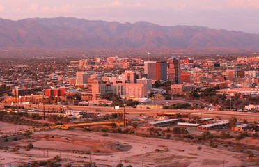Downtown of Tucson at Sunset, Tucson, Arizona, USA